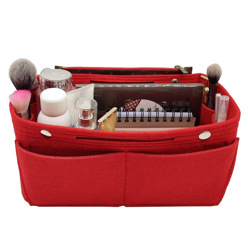 LEXSION Felt Purse Organizer Insert Multi Pocket Bag in Bag Organizer For Tote & Handbag Shaper 8008 Red XL - Image 5